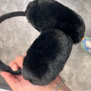 Elegant Black Faux Fur Earmuffs - Foldable